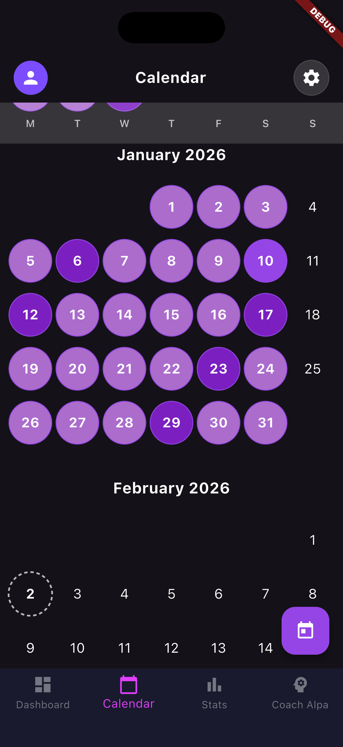 Calendar view